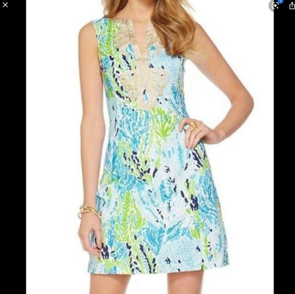 Lilly Pulitzer Lets Cha Cha Janice Spa Blue Dress Size 0
